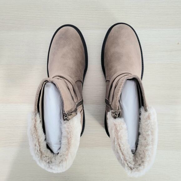 DV By Dolce Vita Oaklyn Faux Leather Boots Brown Fur Round Toe Zip Buckle 8.5 - Picture 4 of 9